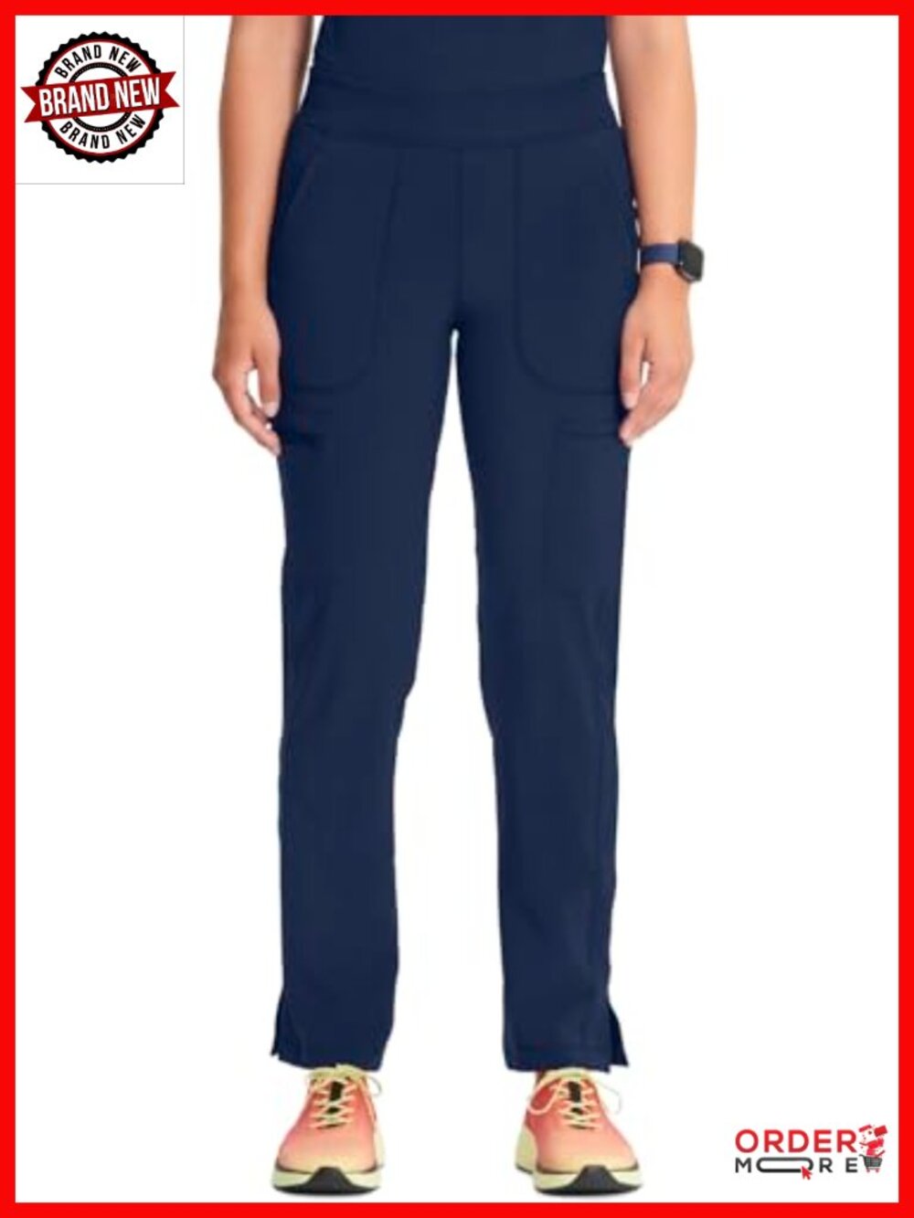 Infinity Women's Mid Rise Tapered Leg Scrub Pants w/ 6 Pockets, Stretch Medical